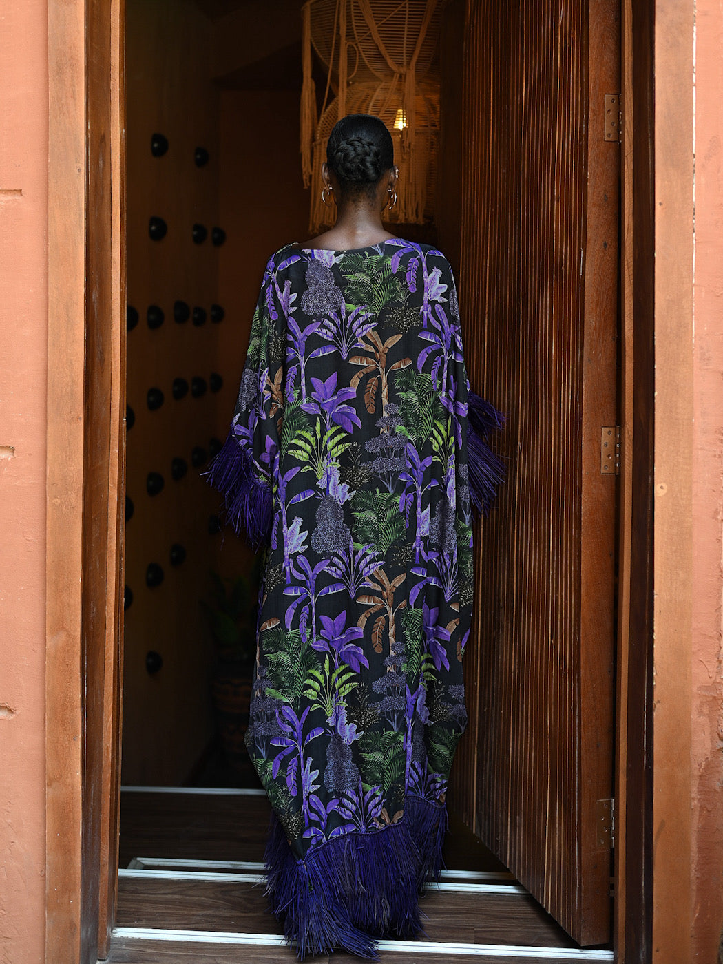 ABENI KAFTAN WITH INVISIBLE BELT -  PURPLE