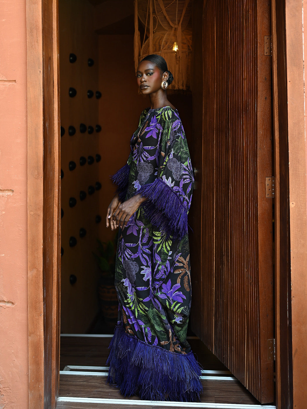 ABENI KAFTAN WITH INVISIBLE BELT -  PURPLE