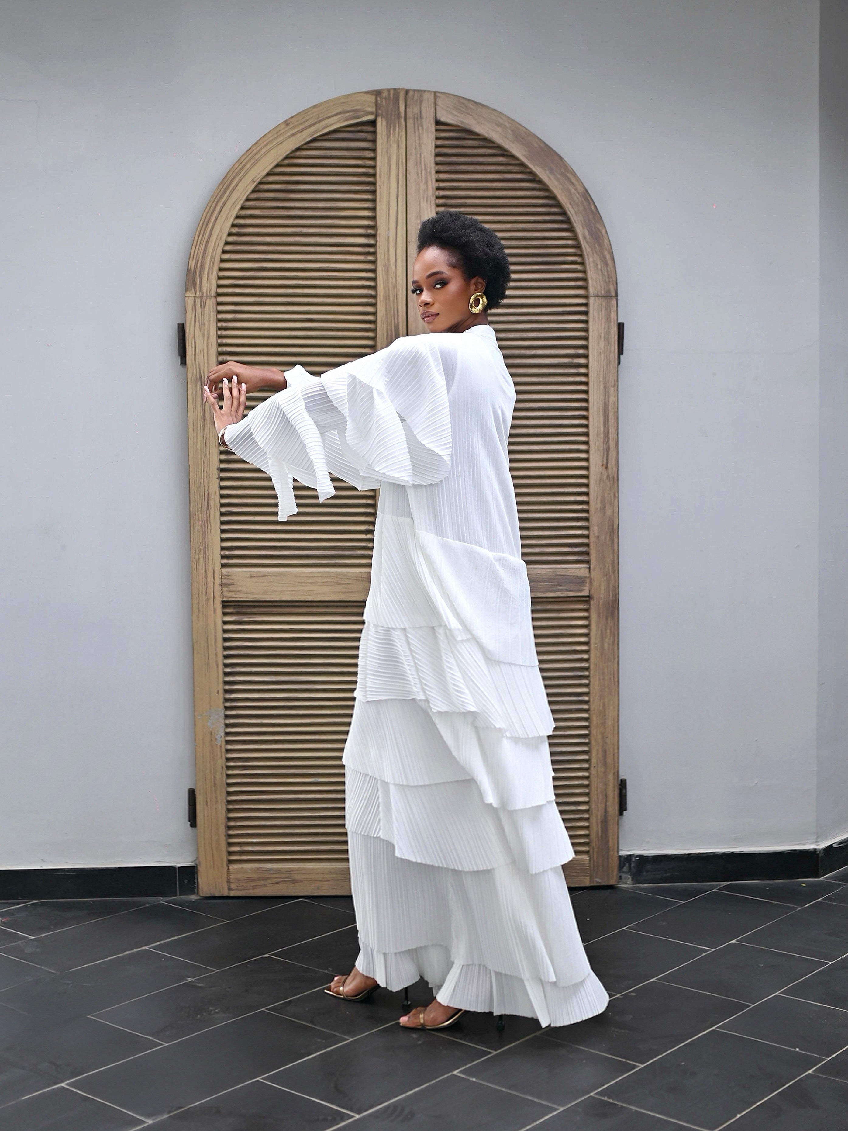 ALLY RUFFLE TWO-PIECE DRESS - WHITE