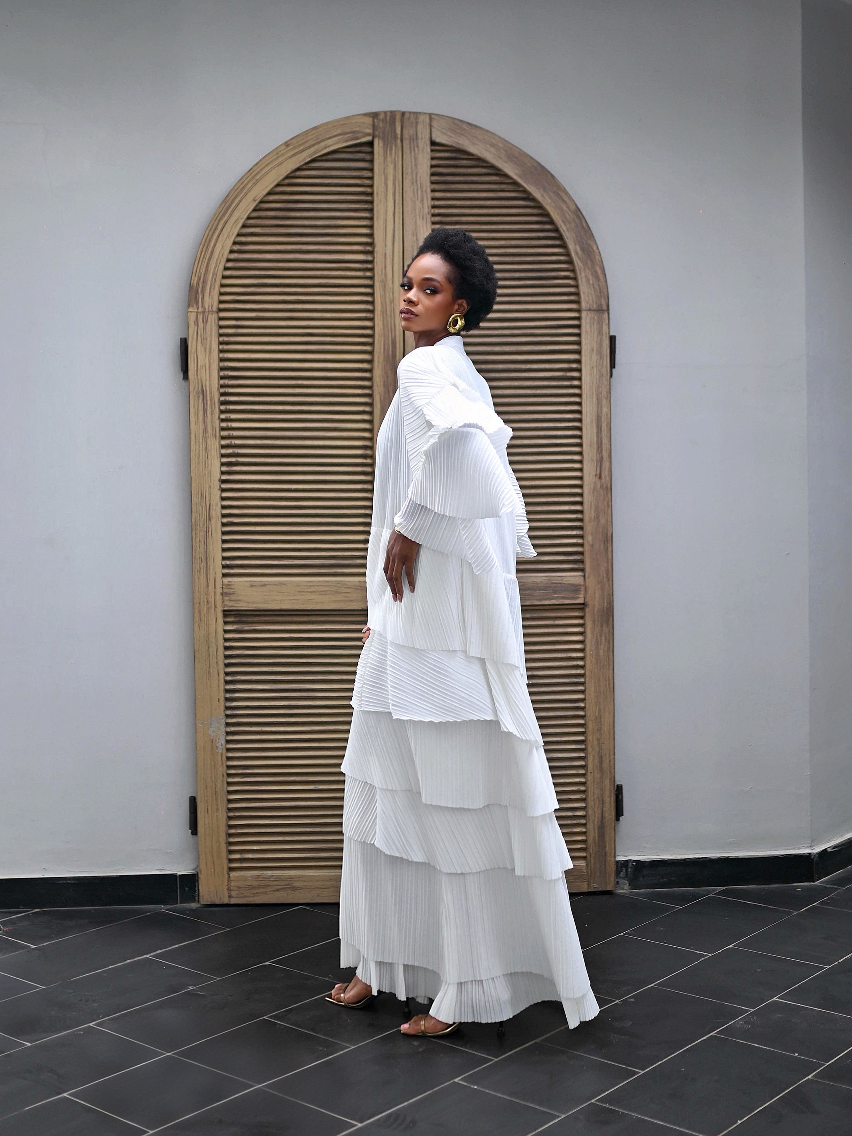 ALLY RUFFLE TWO-PIECE DRESS - WHITE