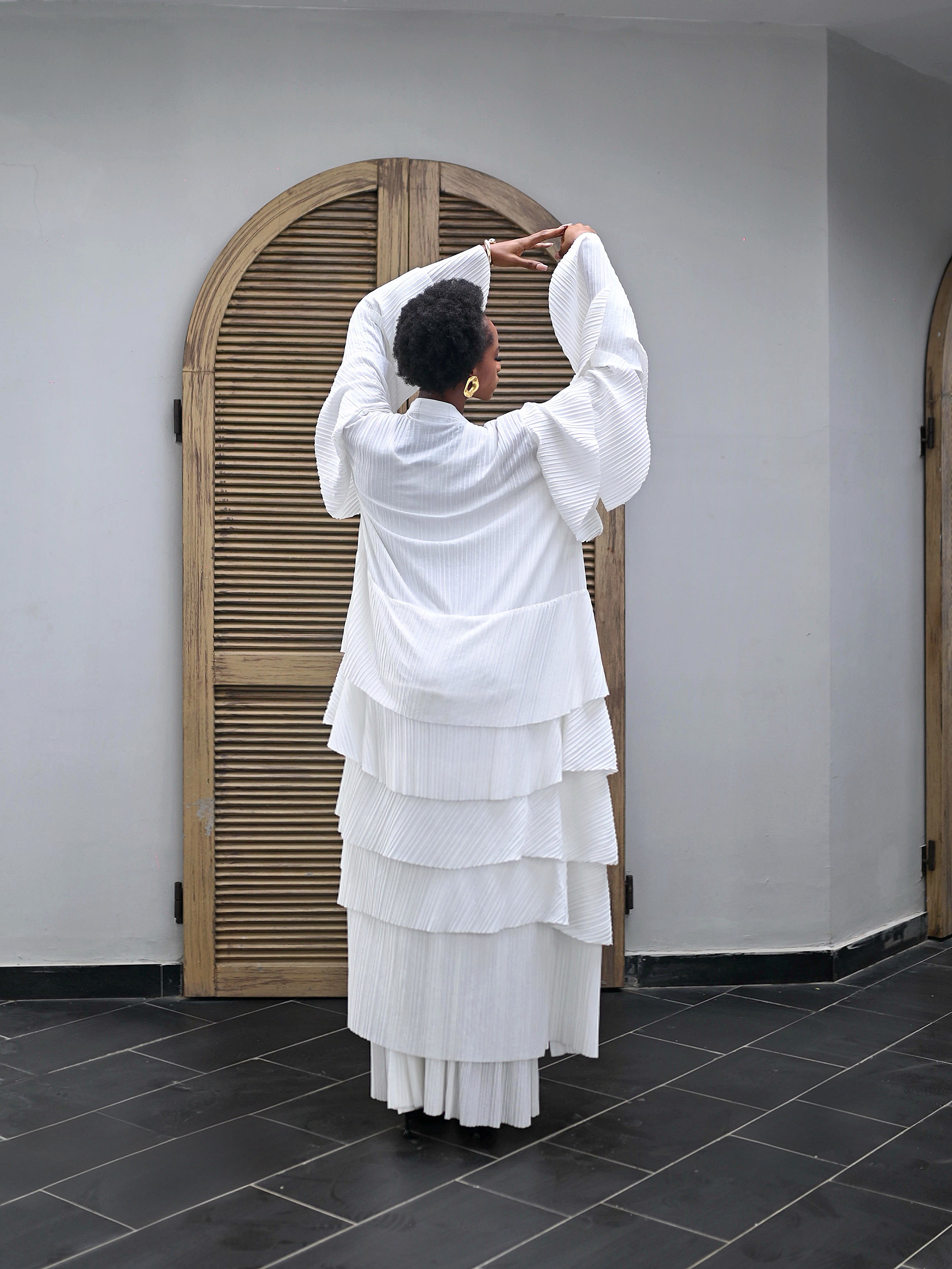 ALLY RUFFLE TWO-PIECE DRESS - WHITE