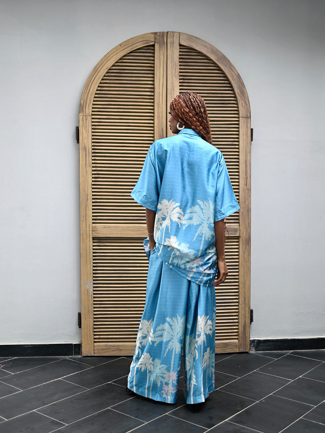 THE AZURE PALM PRINT SET + HEADBAND