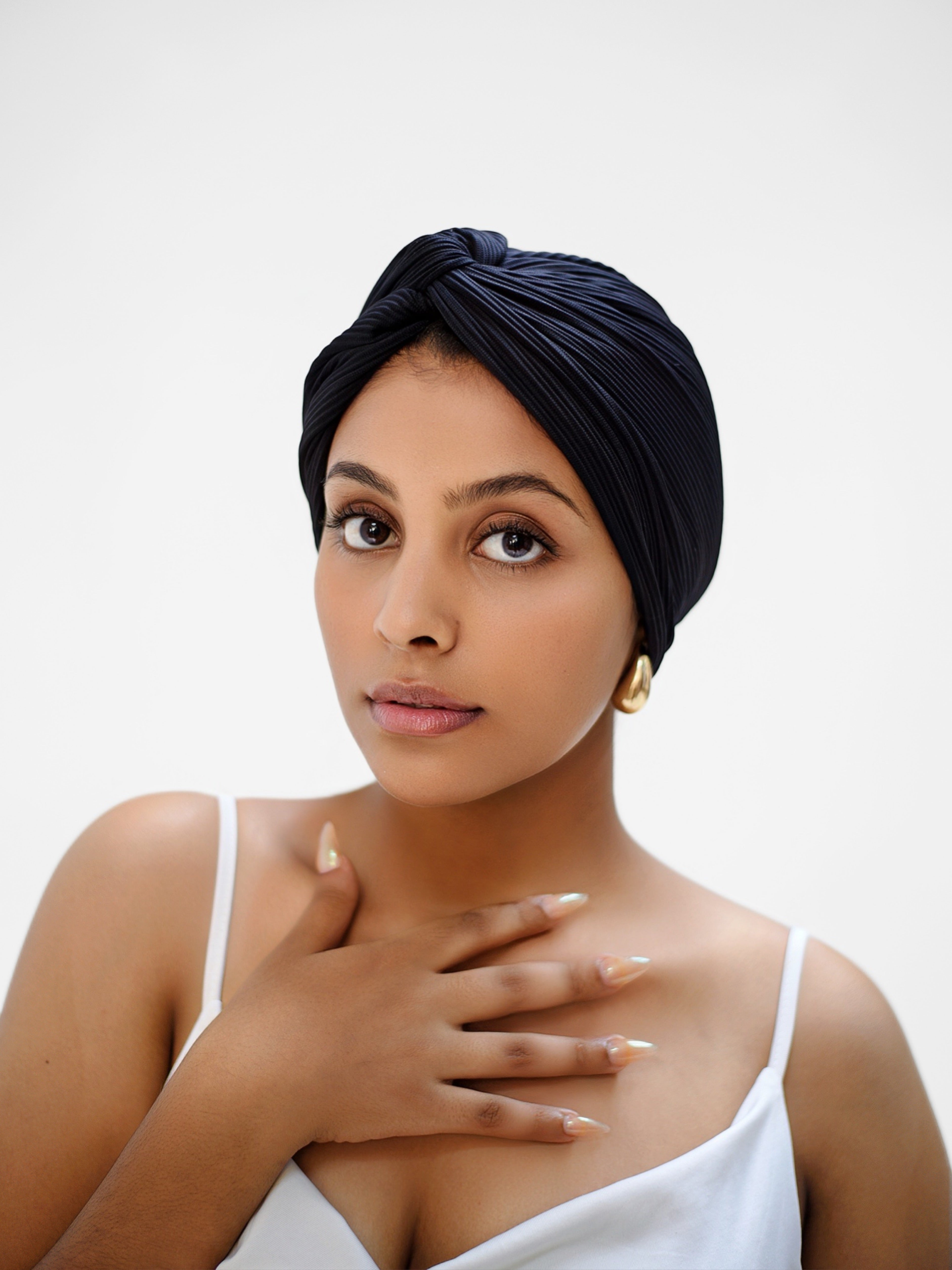 BLACK 2-IN-1 TURBAN HEADBAND