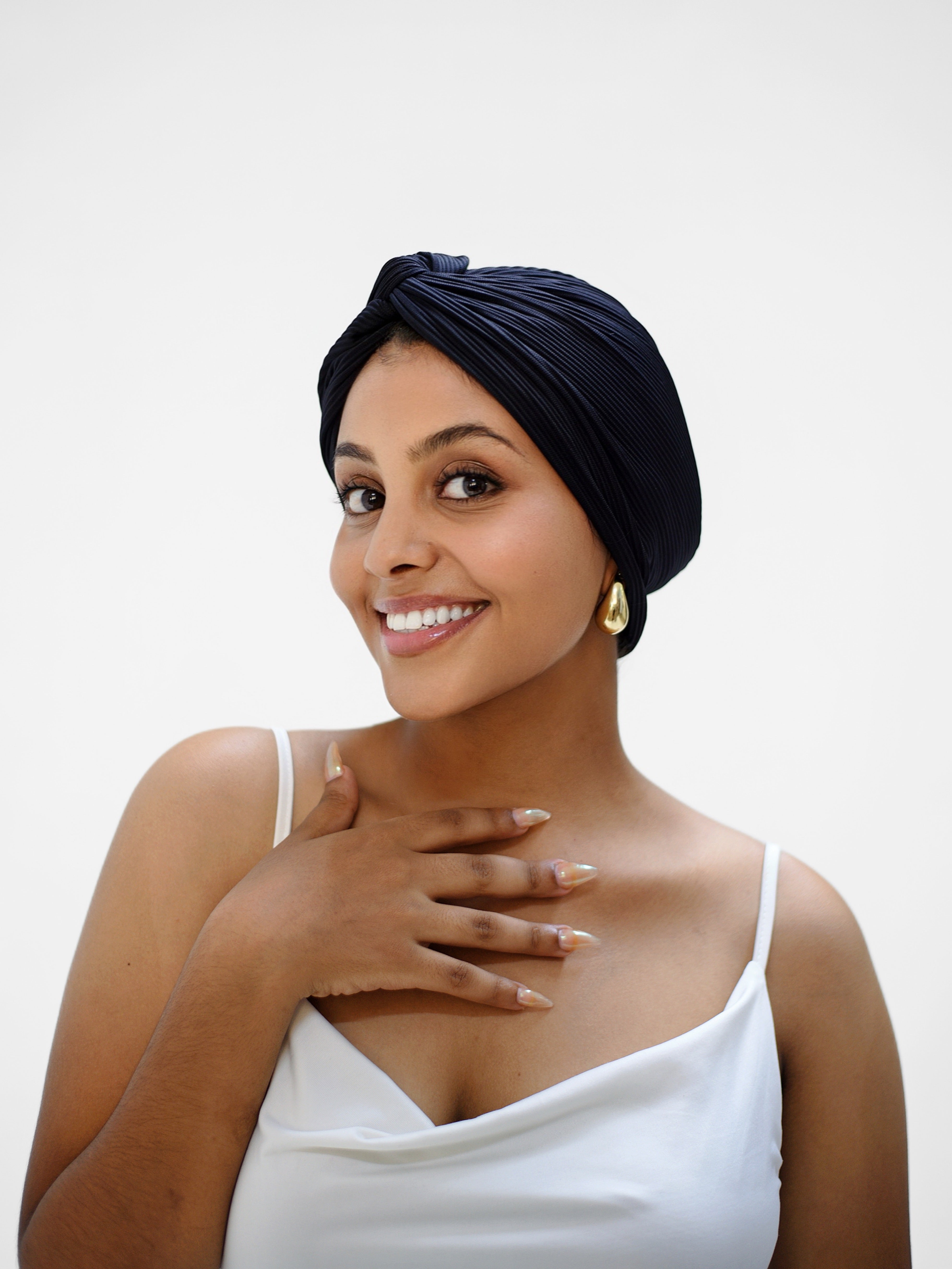 BLACK 2-IN-1 TURBAN HEADBAND