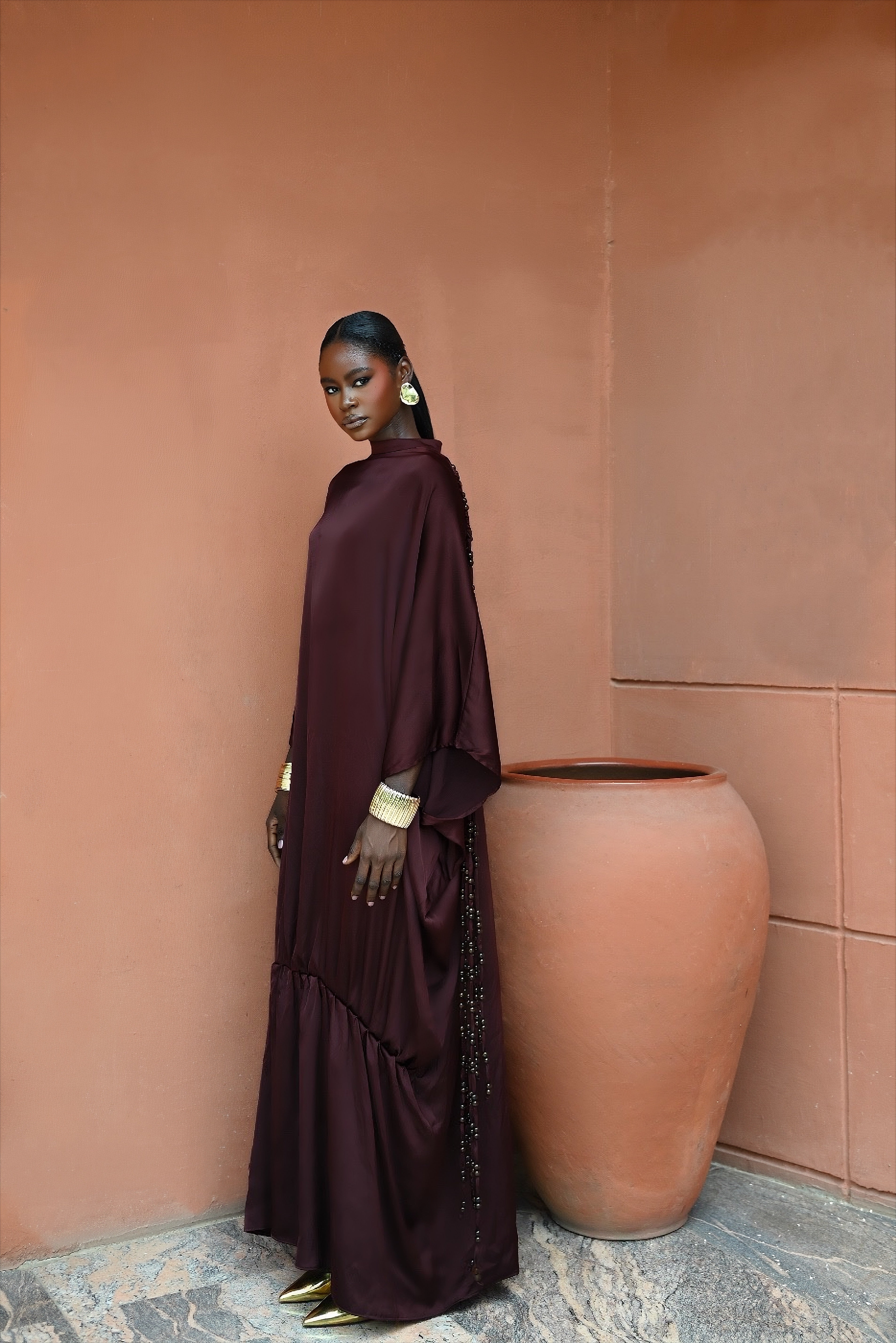 CAMILLE DRESS - BURGUNDY