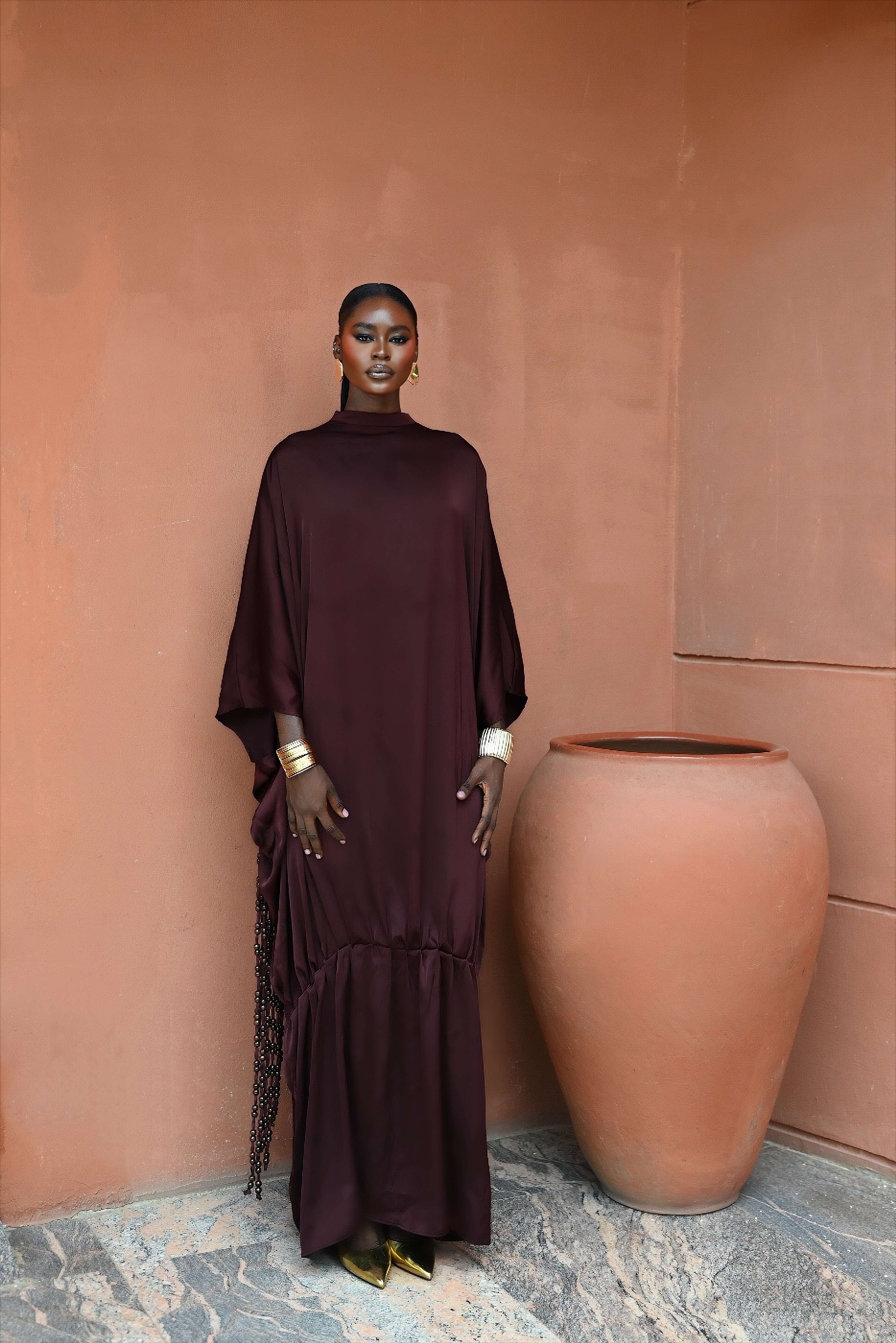 CAMILLE DRESS - BURGUNDY