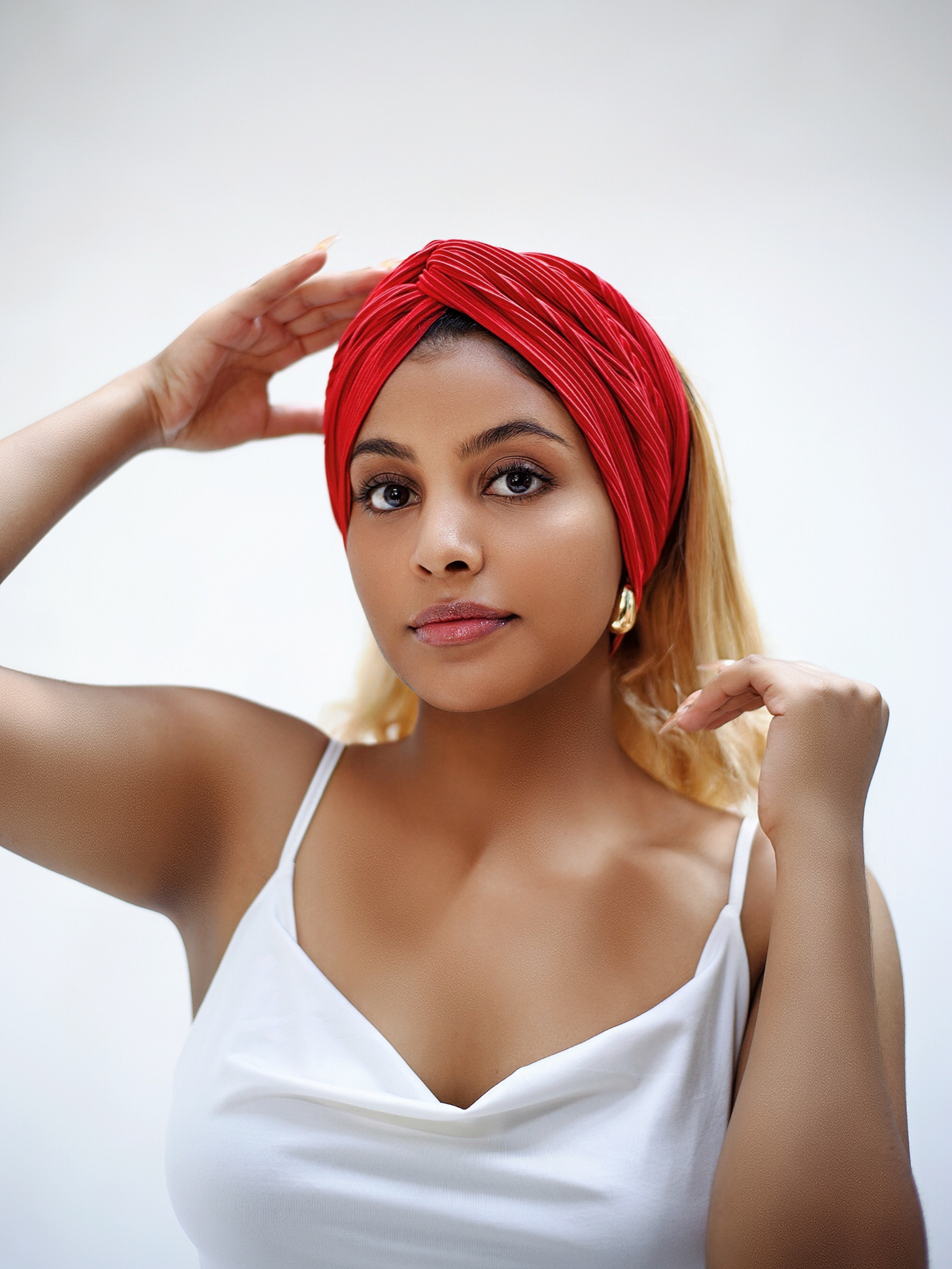 CRIMSON 2-IN-1 TURBAN HEADBAND