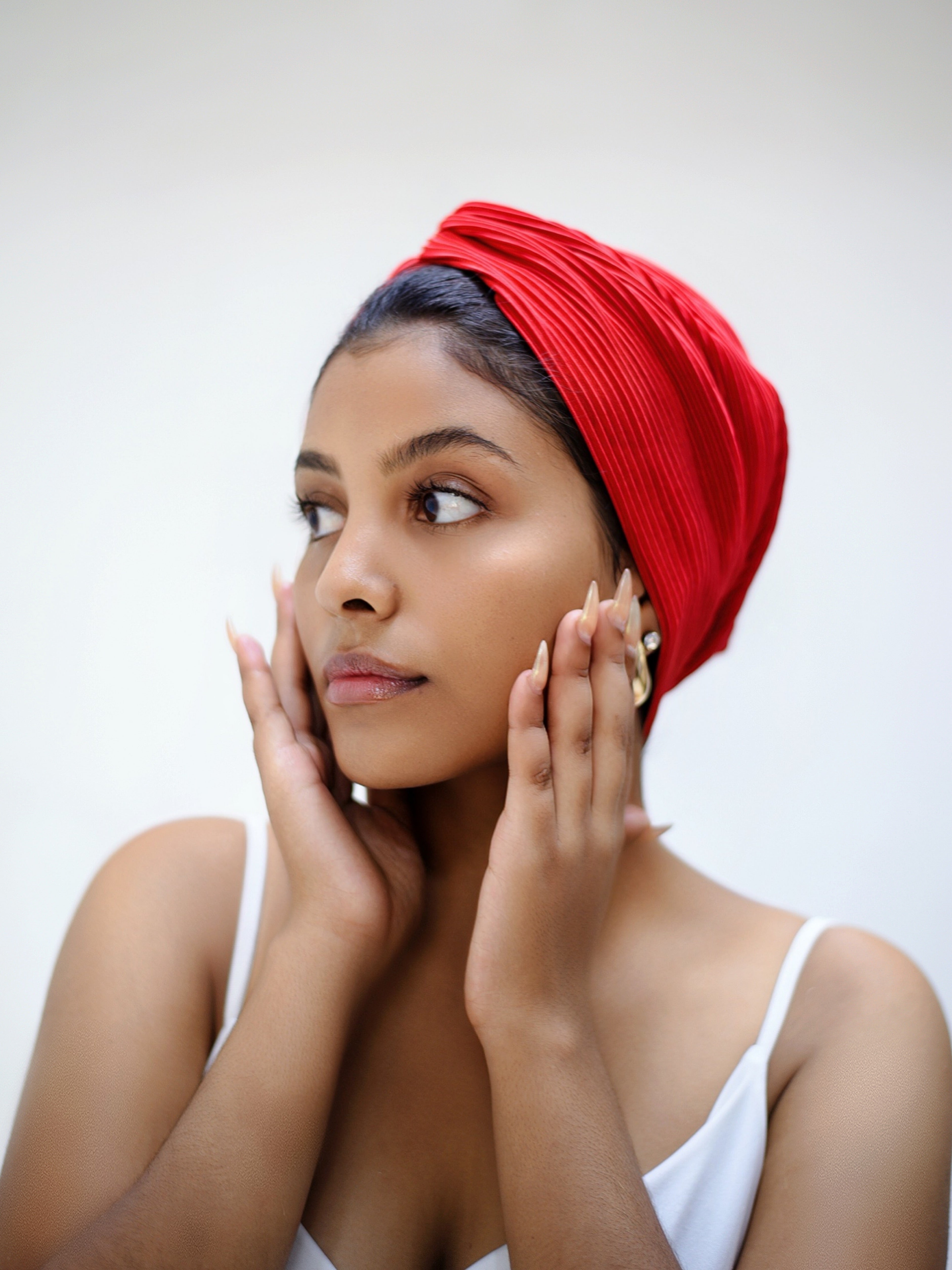 CRIMSON 2-IN-1 TURBAN HEADBAND