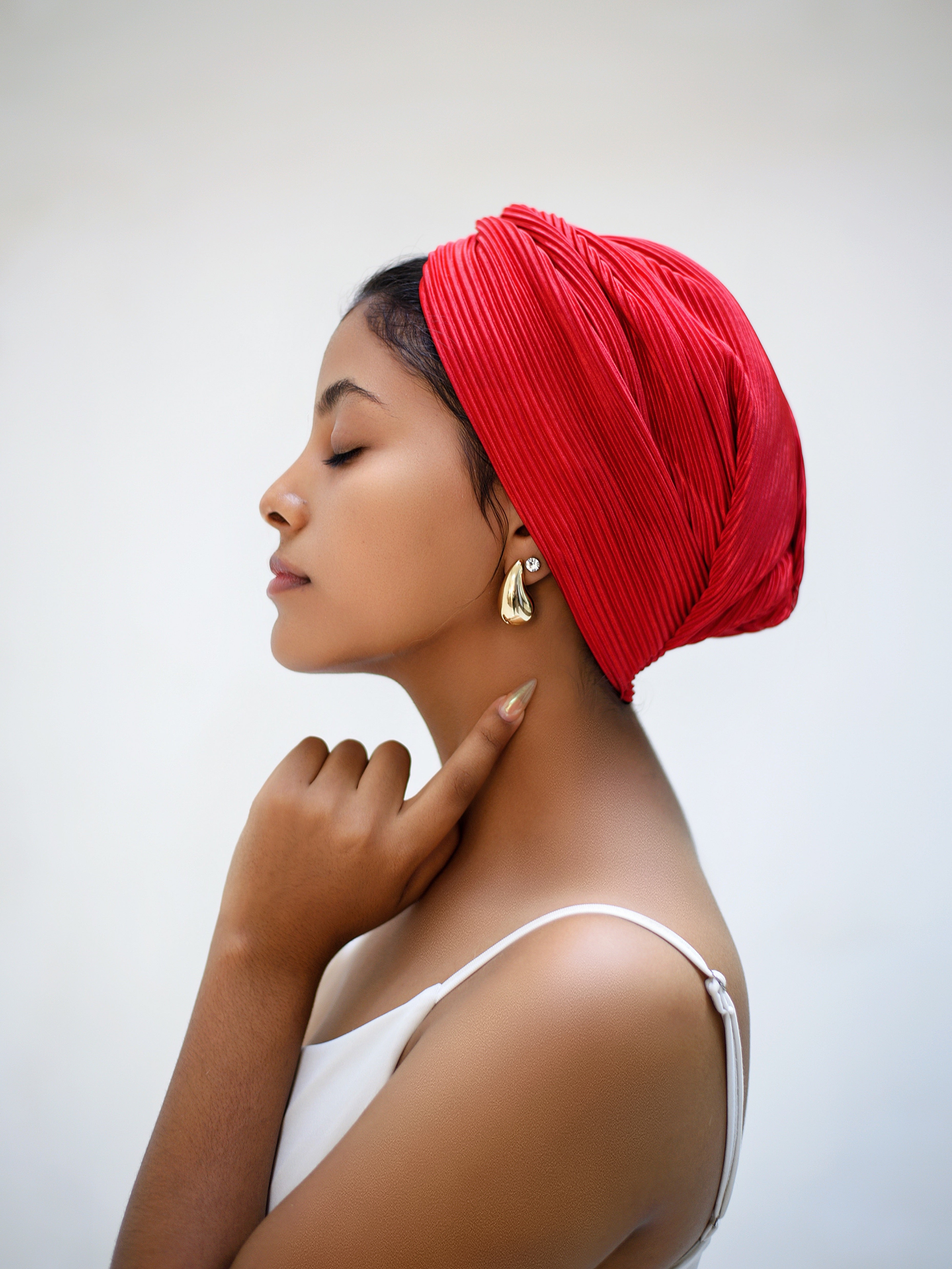 CRIMSON 2-IN-1 TURBAN HEADBAND