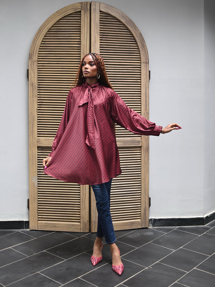 FA BURGUNDY TUNIC BLOUSE
