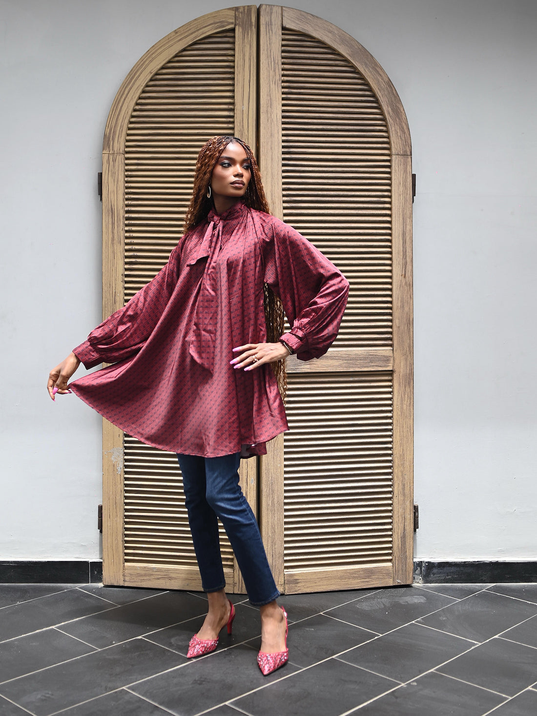 FA BURGUNDY TUNIC BLOUSE