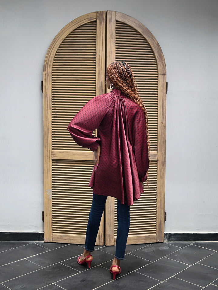 FA BURGUNDY TUNIC BLOUSE