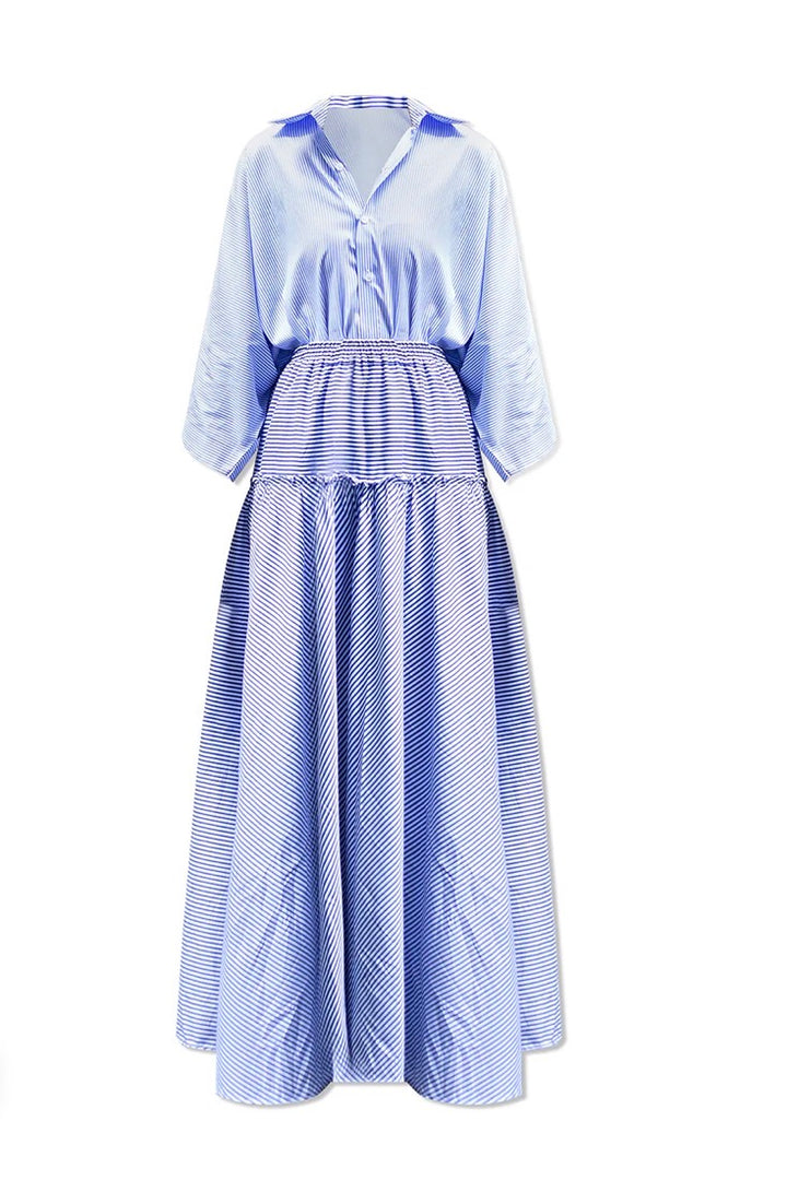 BLUE POPLIN SKIRT SET