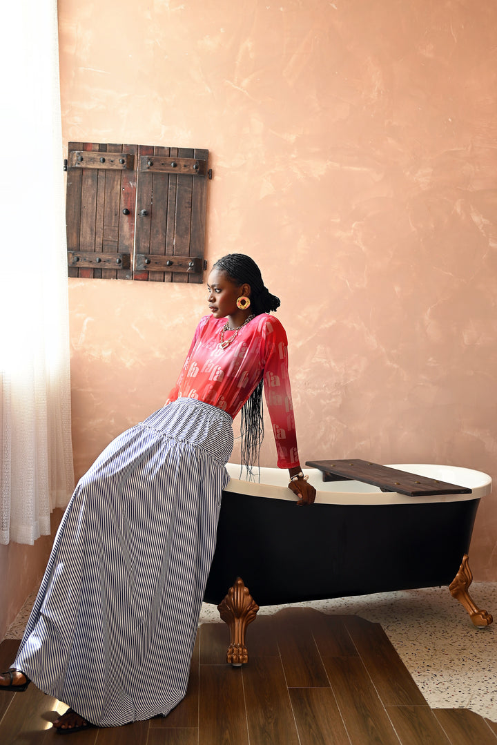 ODI BODY SUIT X FA POPLIN RUCHED SKIRT