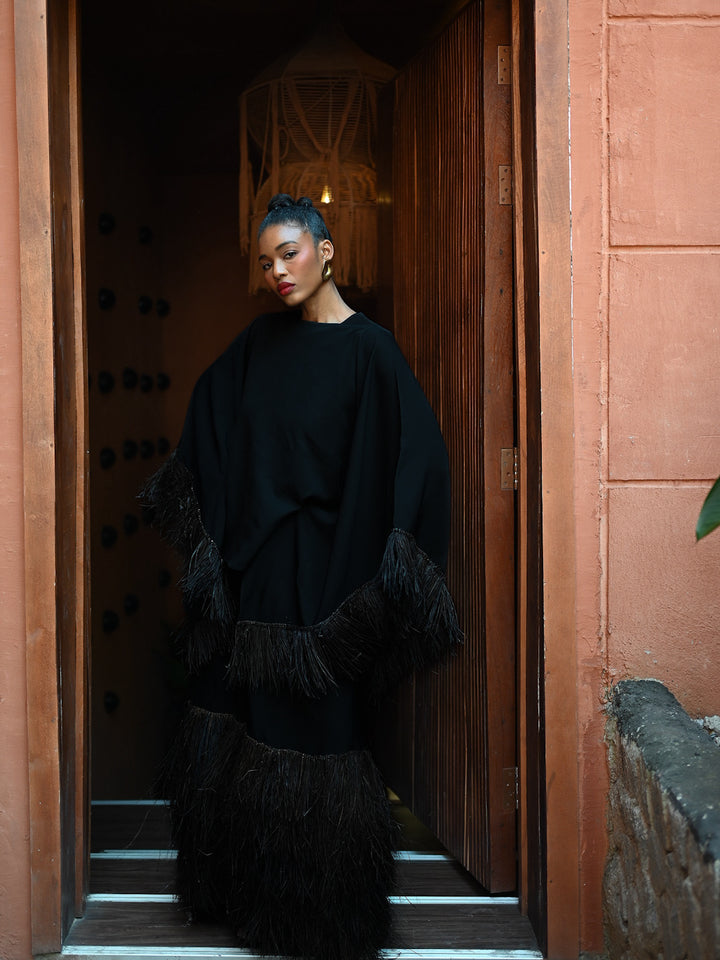 DALILA RAFFIA DRESS - BLACK