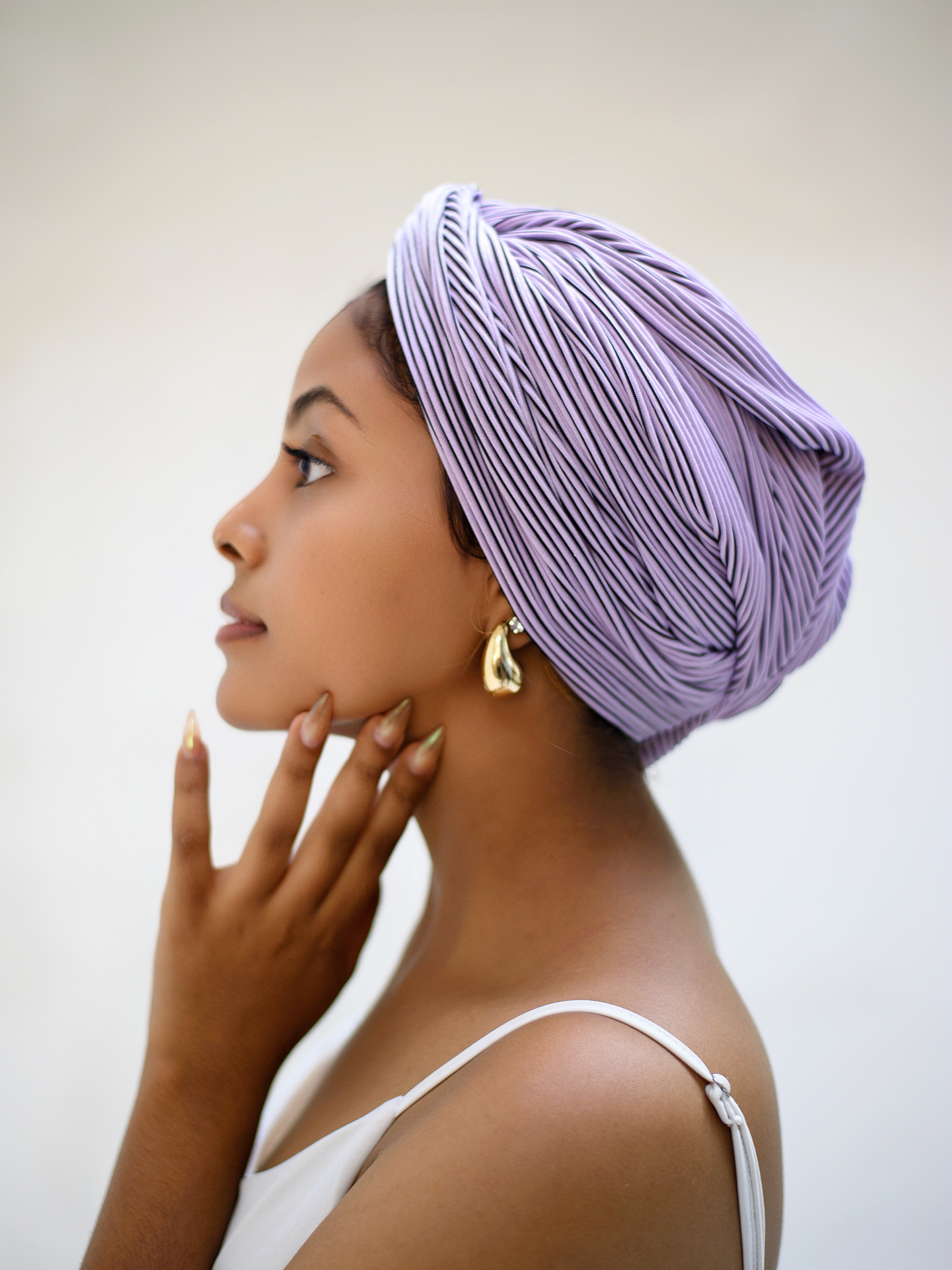 LAVENDER 2-IN-1 TURBAN HEADBAND
