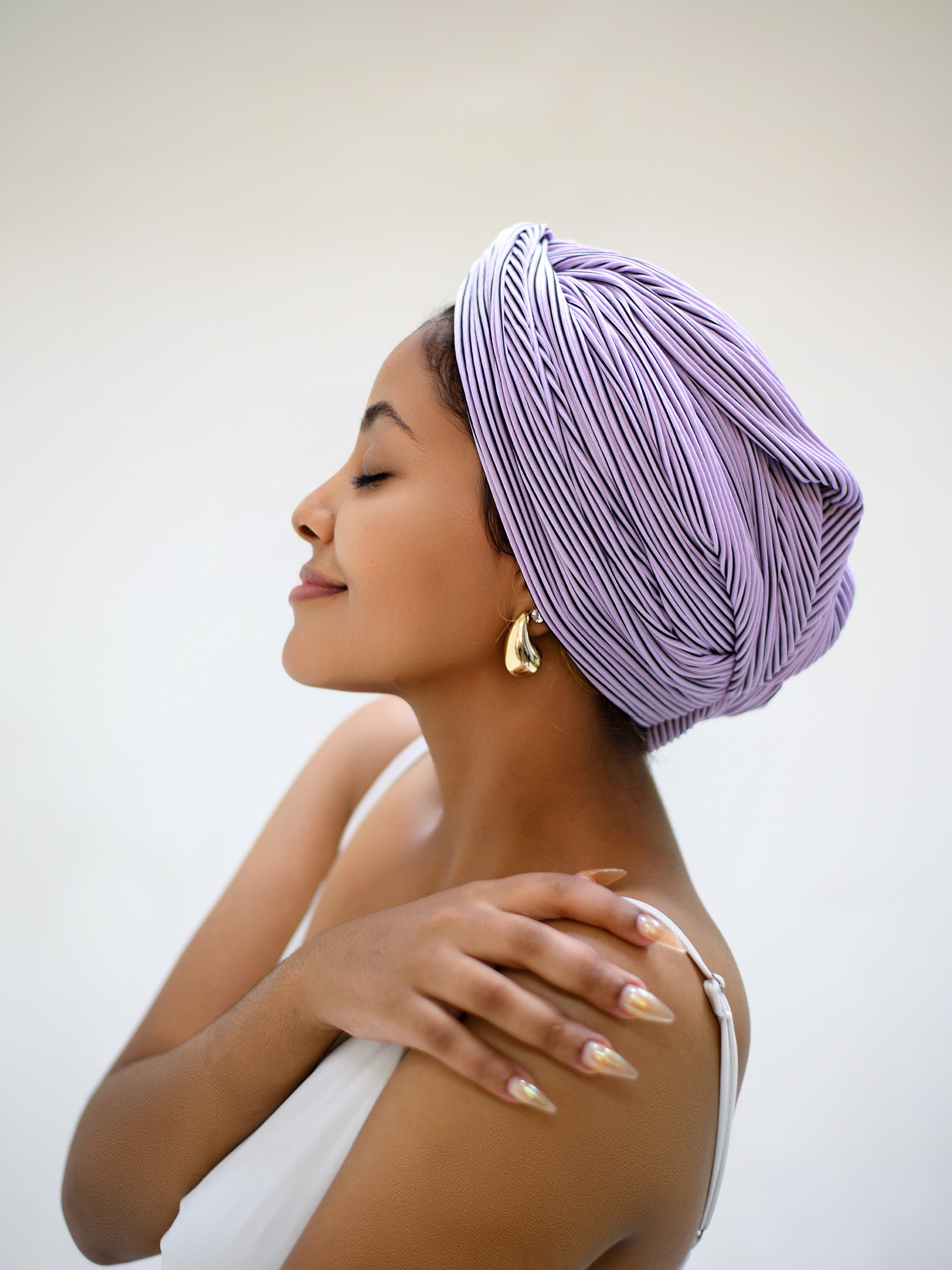 LAVENDER 2-IN-1 TURBAN HEADBAND