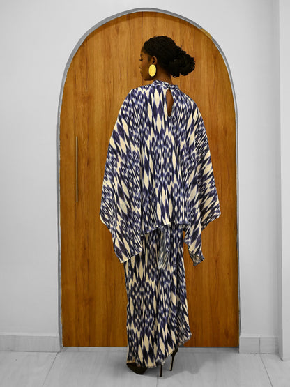 MONA PLEATED  BLUE CAFTAN