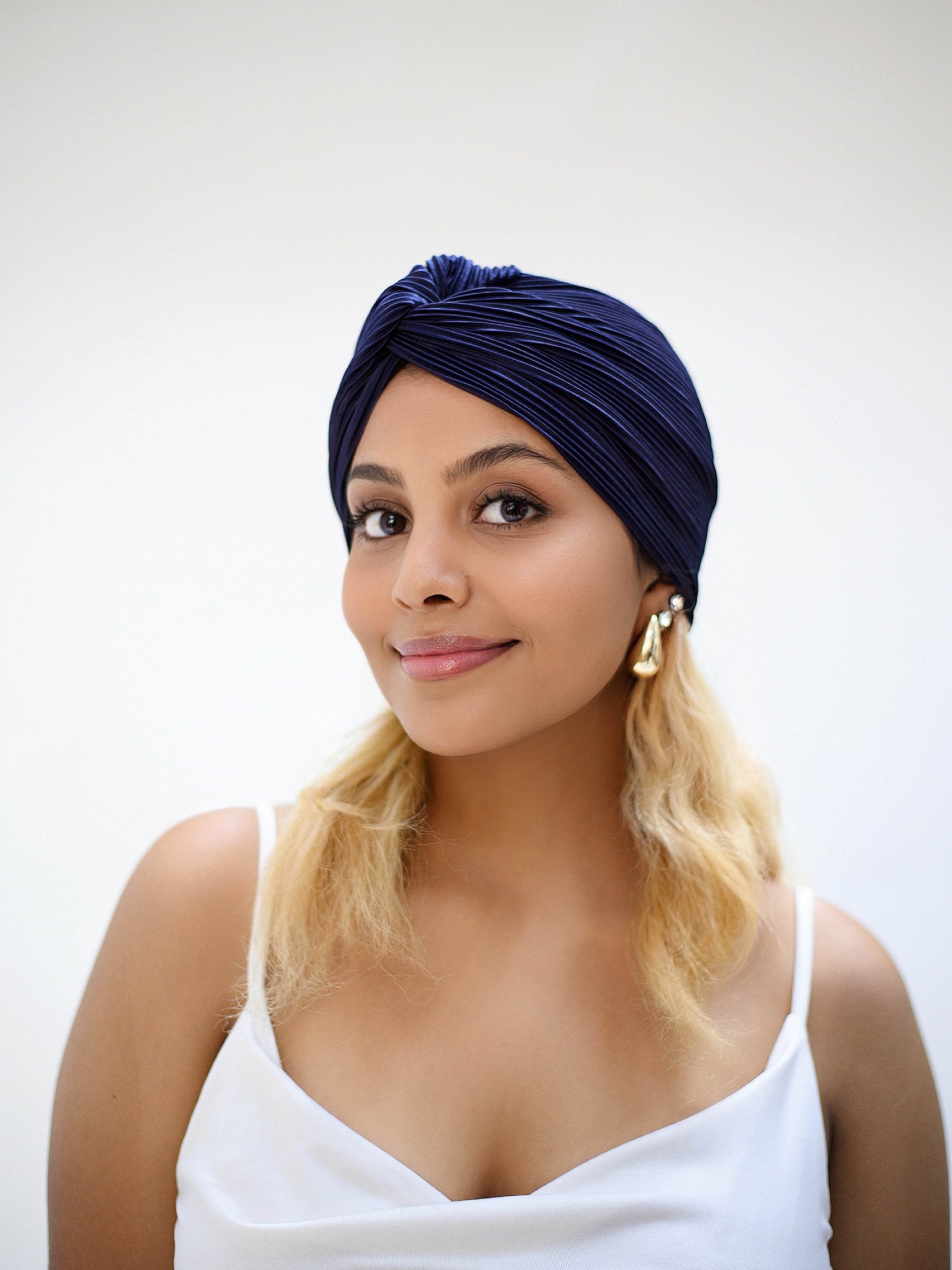 NAVY MET 2-IN-1 TURBAN HEADBAND