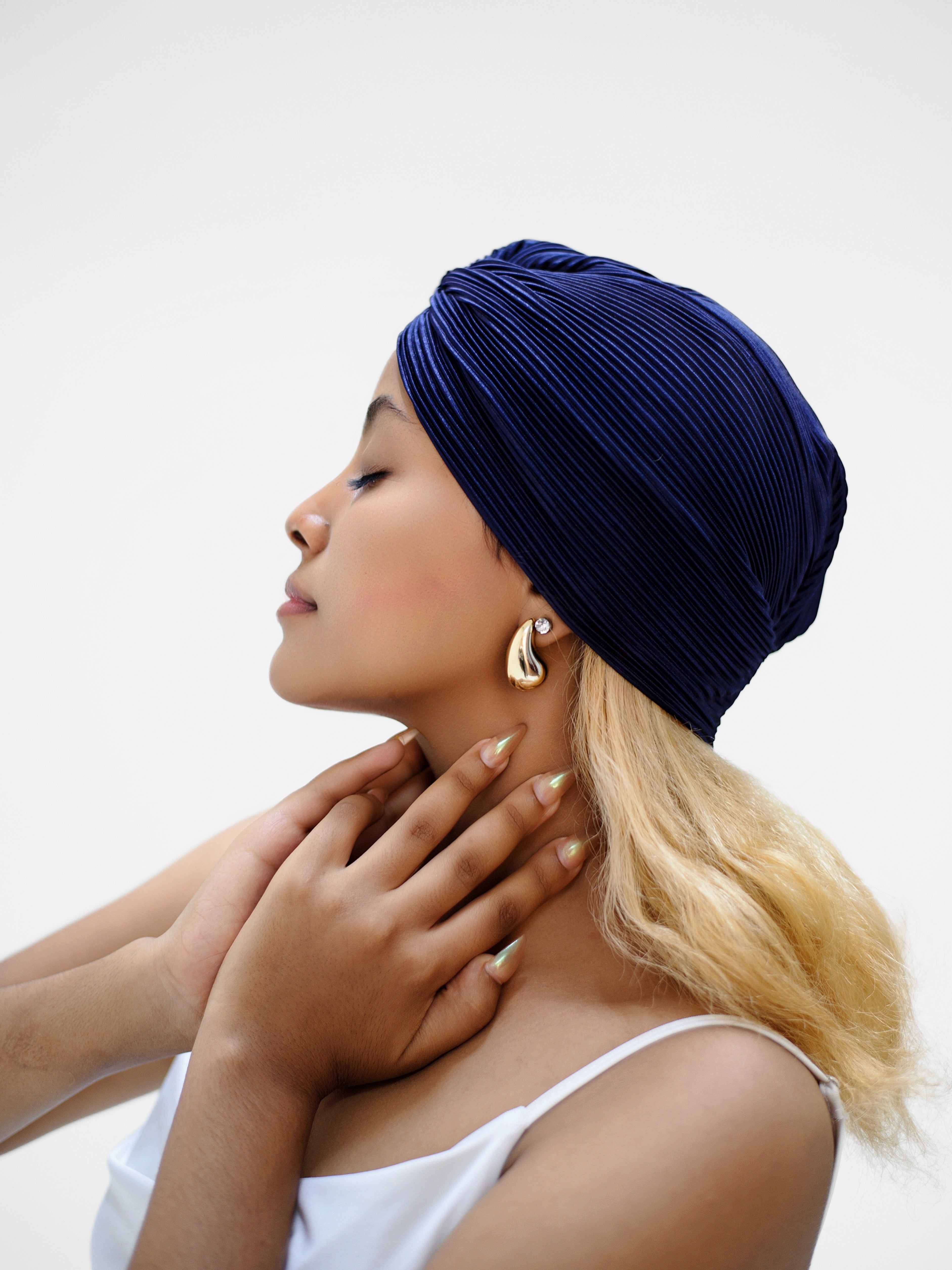 NAVY MET 2-IN-1 TURBAN HEADBAND