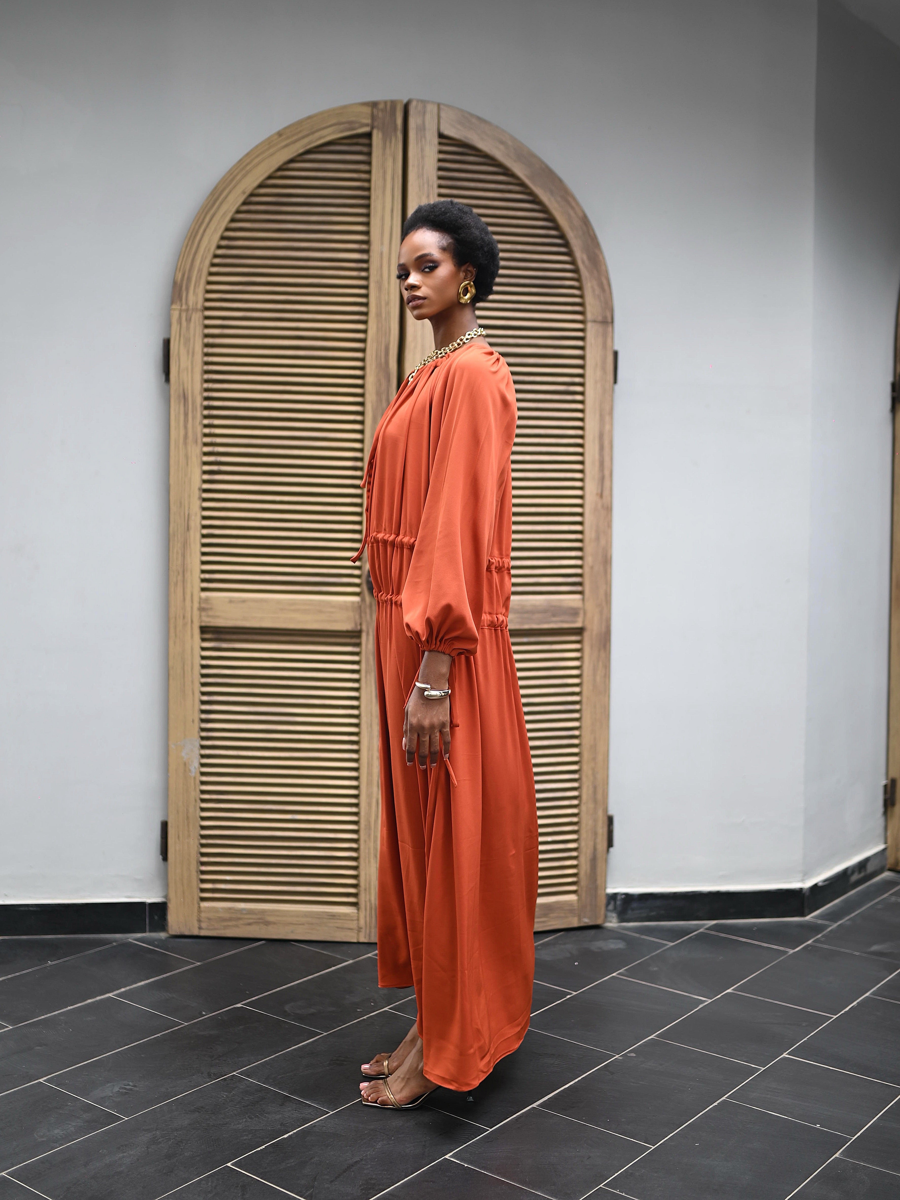 NAYA TERRACOTTA TIERED MAXI DRESS