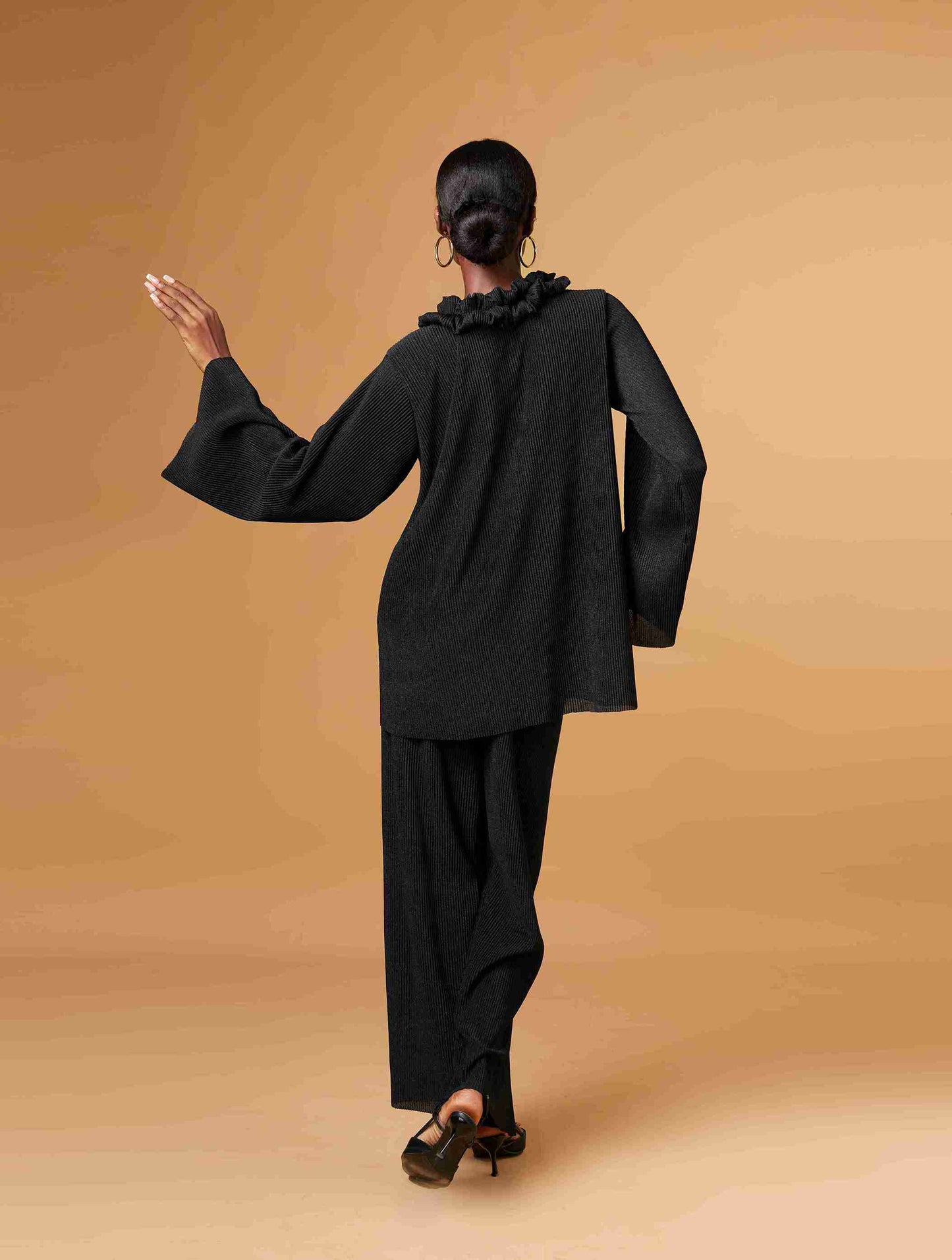 Nina Plisse Two Piece Dress – Black