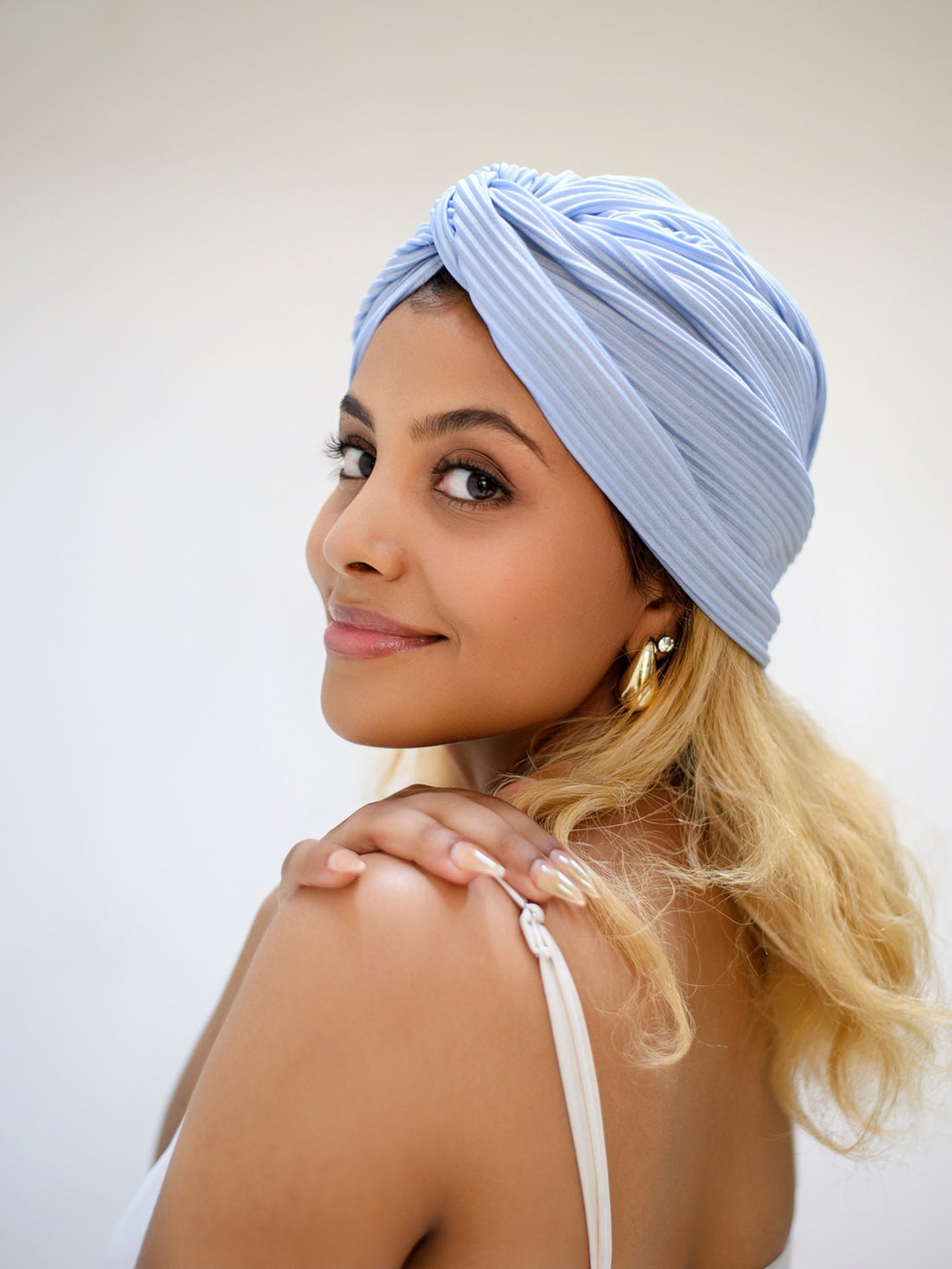 POWDER BLUE 2-IN-1 TURBAN HEADBAND