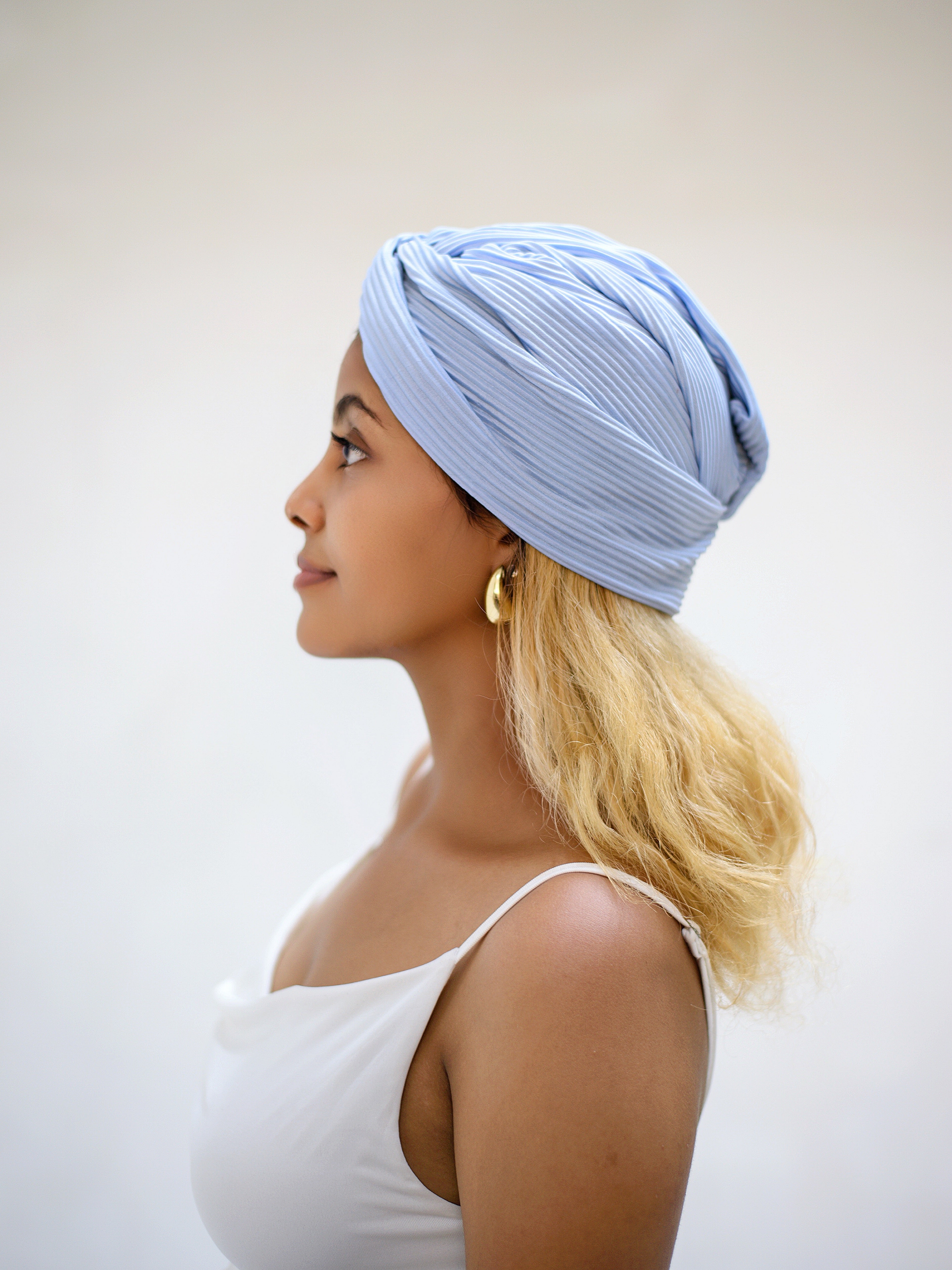 POWDER BLUE 2-IN-1 TURBAN HEADBAND