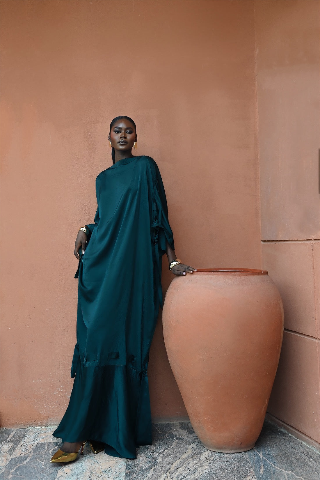 SOLENE DRESS - FOREST GREEN