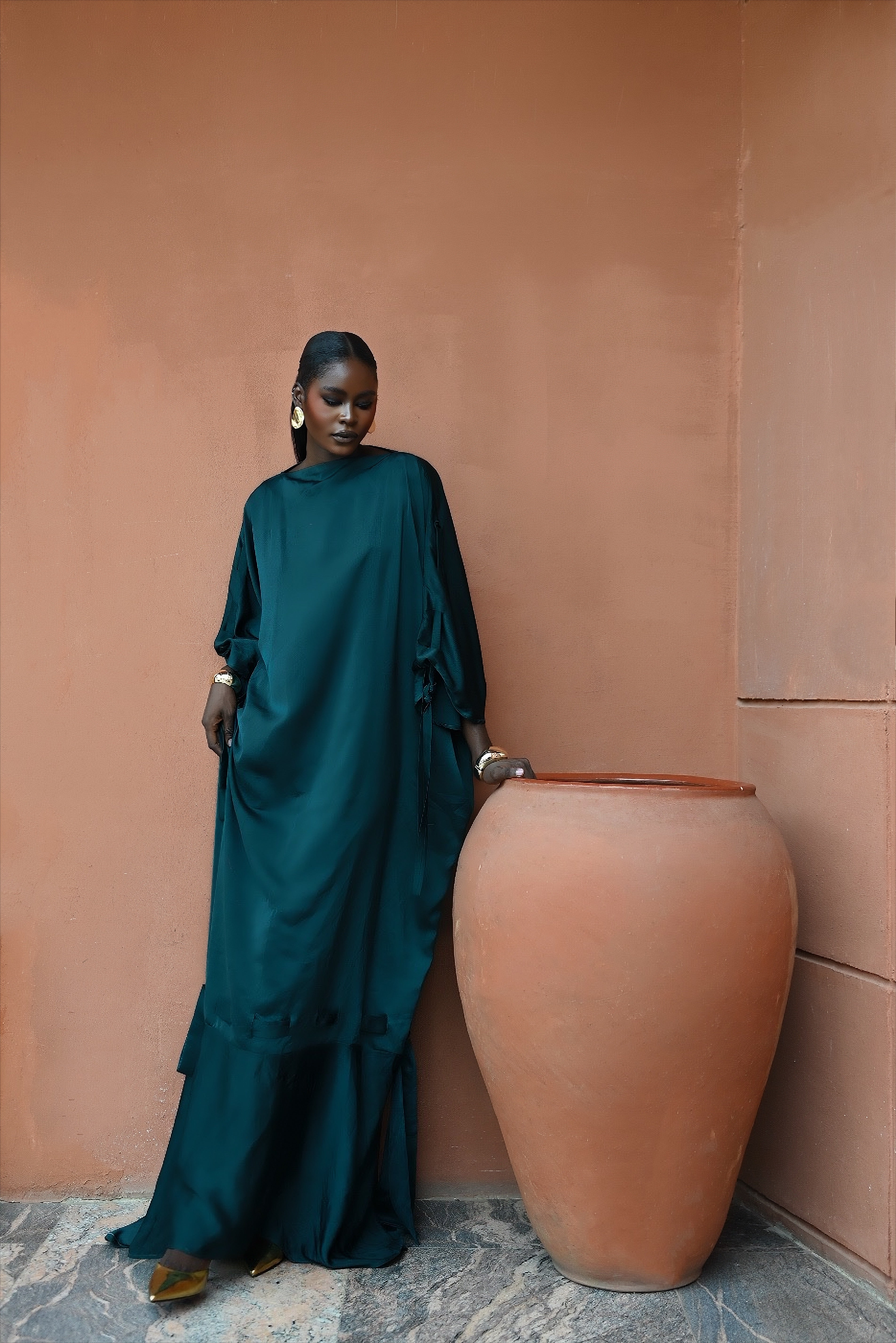 SOLENE DRESS - FOREST GREEN