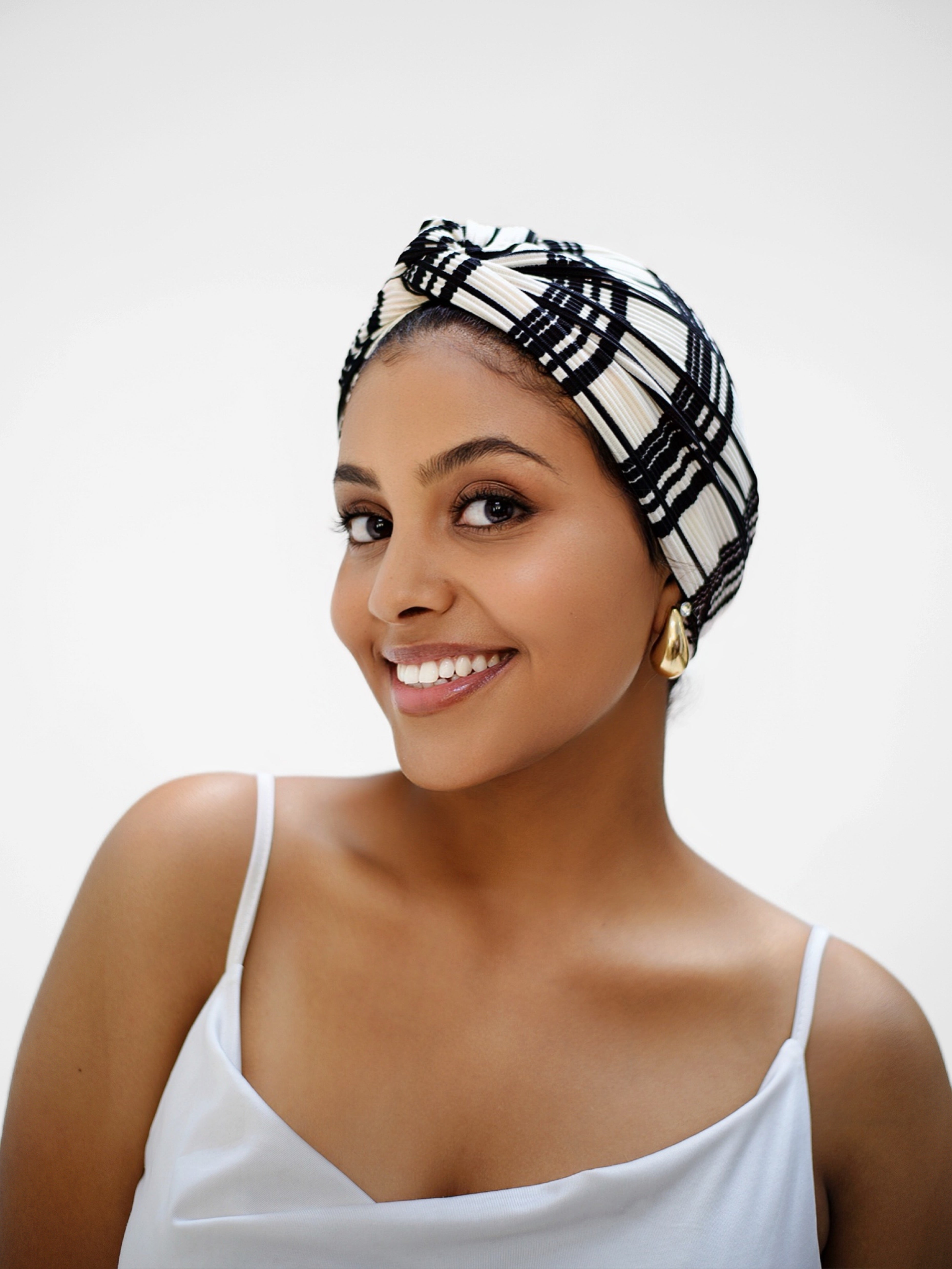 STRIPED  2-IN-1 TURBAN HEADBAND