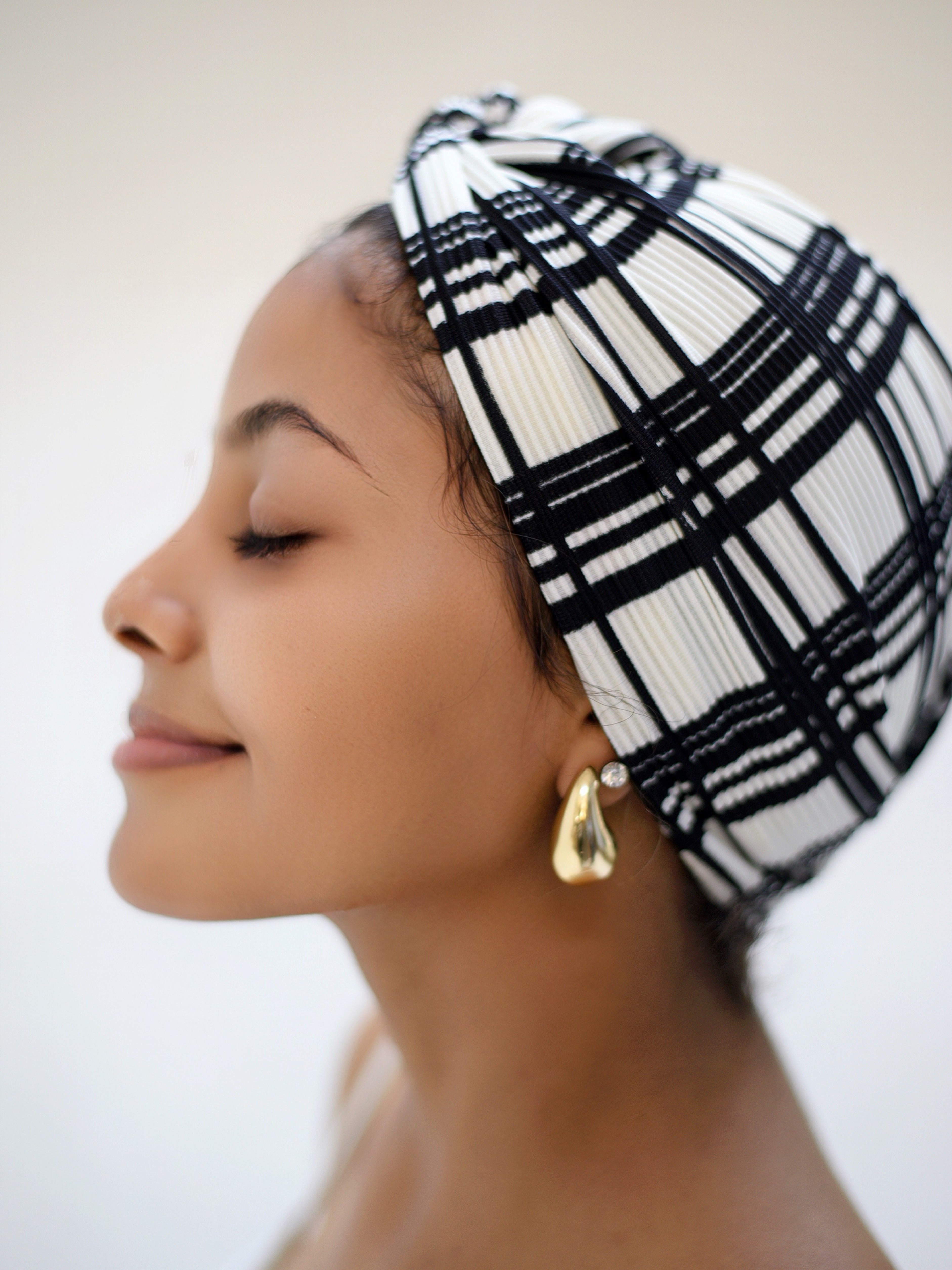 STRIPED  2-IN-1 TURBAN HEADBAND