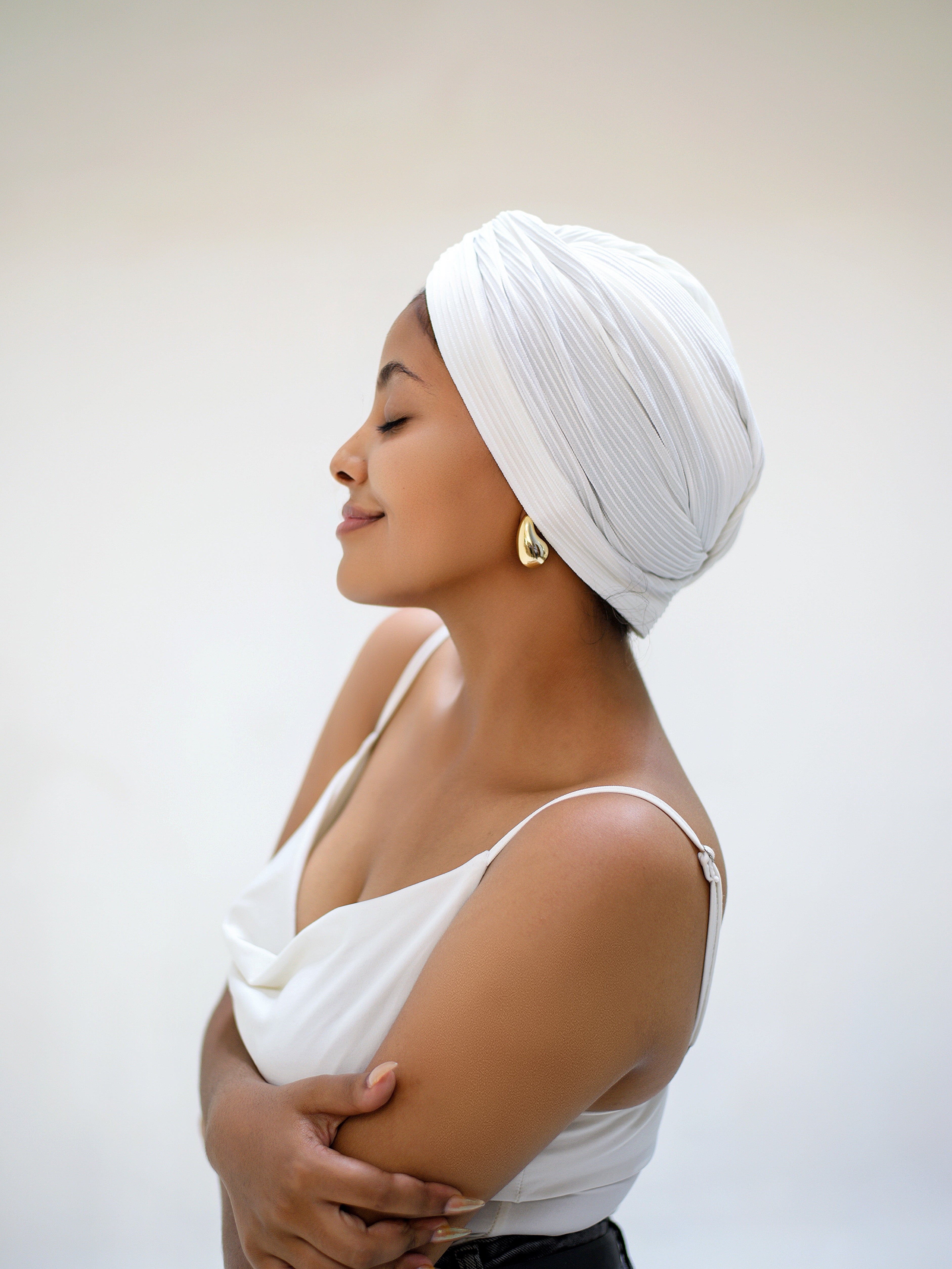 WHITE 2-IN-1 TURBAN HEADBAND