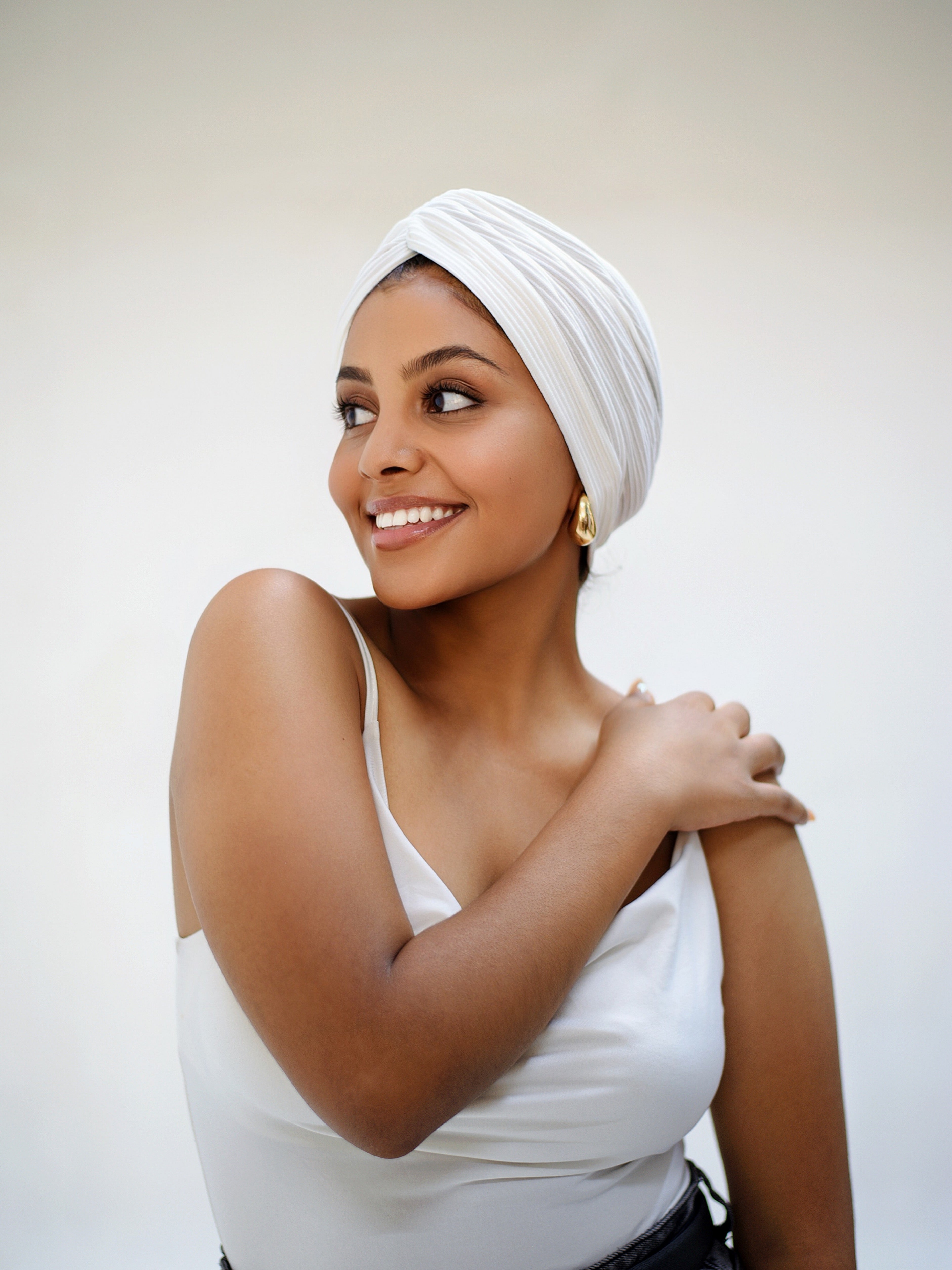 WHITE 2-IN-1 TURBAN HEADBAND