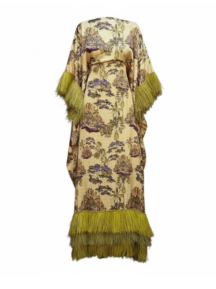ABENI KAFTAN WITH INVISIBLE BELT - MUSTARD